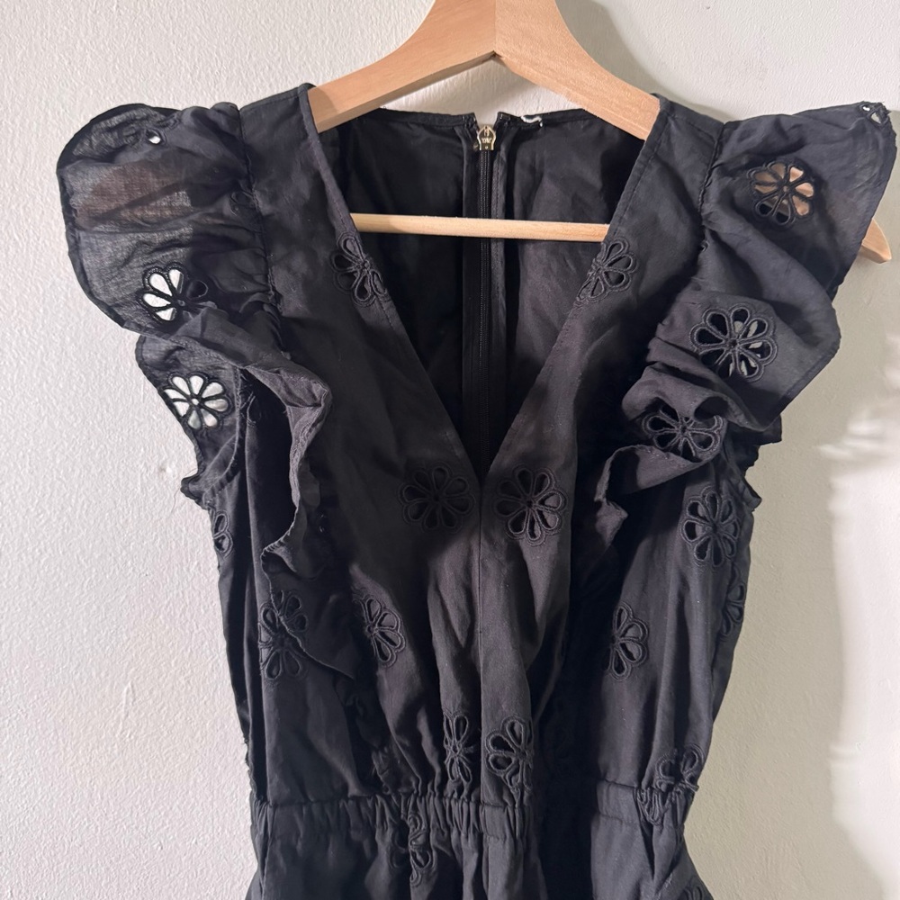 Kate Spade New York Clover Eyelet Jumpsuit‎ Black Sz 00 belt - Picture 4 of 8